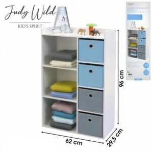 Armoire Enfant garçon Happy Judy Wild 3 Niches 4 Tiroirs Bleu et Gris hapygood pas cher