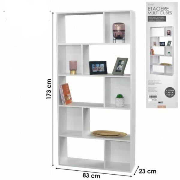 Bibliothèque blanche XXL Multi-cases 5 Niveaux Etagère de Rangement Meuble Bureau hapygood pas cher