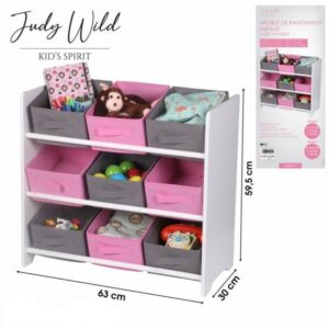 Meuble Enfant 9 paniers MDF Intissés Bleu et Gris, Judy Wild Rangement Fille achat vente en ligne à petit prix hapygood pas cher