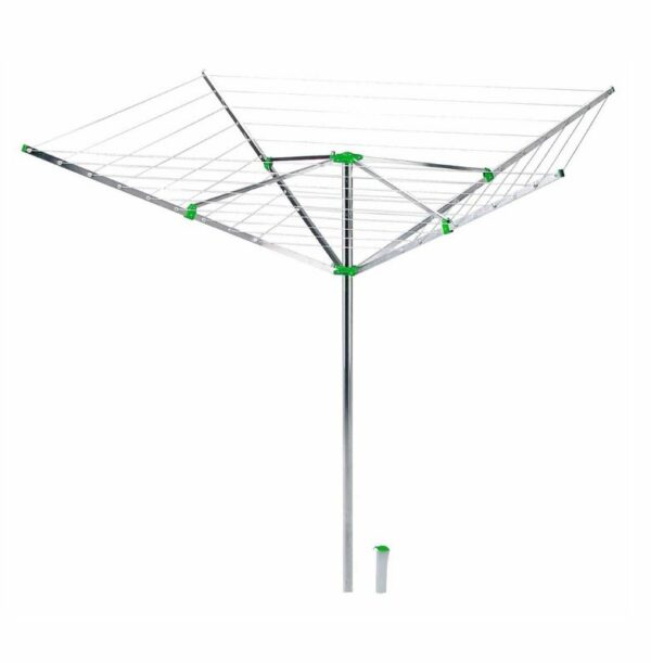 Séchoir Parapluie Aluminium Rotatif 4 Branches 50 m Avec Crémaillère hapygood