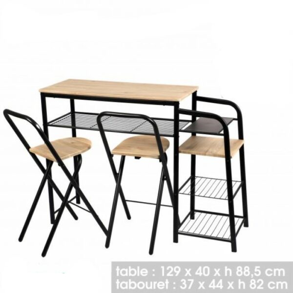 FRIENDS TABLE BAR 5 ETAGERES AVEC 2 TABOURETS PLIABLE