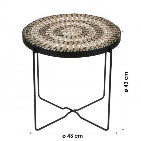 Table basse d'appoint Bout De Canapé En Métal Noir Bohême Mosaïque