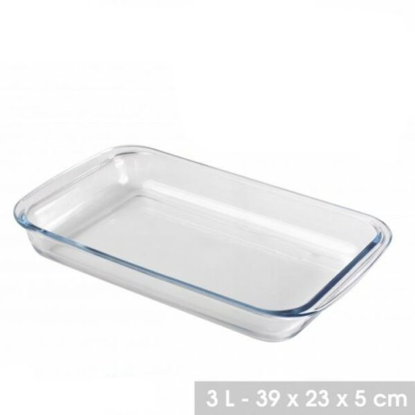 Plat à Four 3 Litres Rectangulaire en Verre transparent Grande capacité 3000ml