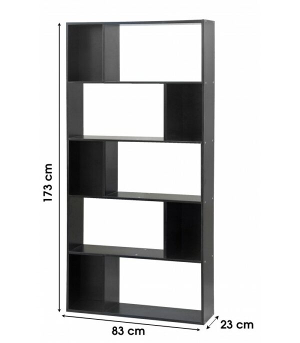 Bibliothèque Noir XXL Multi-cases 5 Niveaux Etagère de Rangement Meuble de Bureau en Bois EVORA