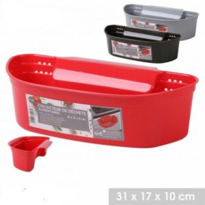 Panier de Placard ROUGE Multi-usages Bac Collecteur de Déchets XXL à Accrocher au Porte de Meuble de Cuisine