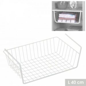 Panier de Rangement Etagère Suspendu en Métal Blanc Empilable pour Cuisine Placard Bureau Salle de Bain Armoire Hapygood pas cher