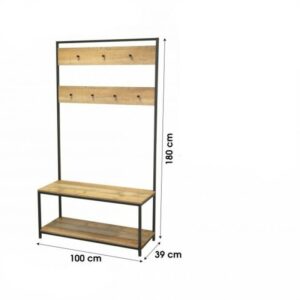 Meuble d’entrée, Vestiaire, Portant, avec Banc et étagères à Chaussures