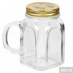 Mug Verrine Apéro Mise en Bouche Transparente Bocal Hermétique ( lot de 6 ) avec Poignée et Couvercle à Visser 450 ML Hapygood