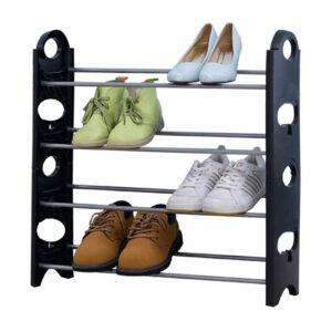 Étagère Meuble Range Chaussures 4 Niveaux Empilable et Réglable pour Salon, Dressing et Couloir En Polypropylène et Métal Hapygood