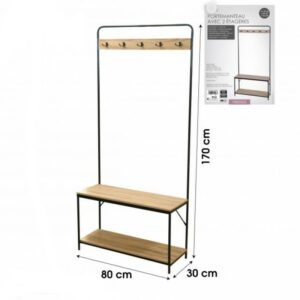 Meuble Porte Manteaux XL avec 2 Etagères, Range Chaussures, Vestiaire D’entrée - 80x 30 x H.170 cm hapygood pas cher