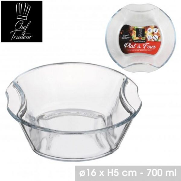 Plat à Four Gratin, Lasagne, Cassolette en Verre Borosilicate Epais Forme Ronde Verrine Style Pyrex hapygood pas cher