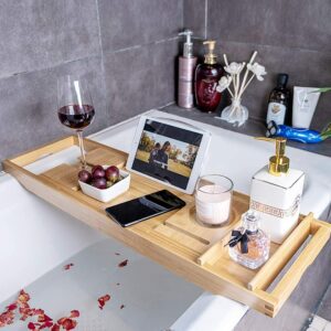 Pont de Baignoire Plateau Extensible Tablette de Bain Bambou hapygood commerce en ligne à petit prix