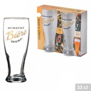 Lot de 4 Verres à Bière Gravé Imprimé ARTISANALE ORIGINAL