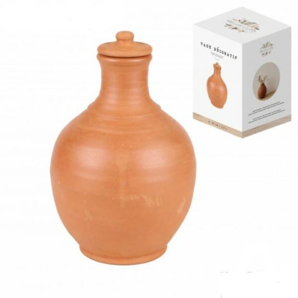 Vase Pot Amphore Décorative en terre Cuite Naturel – H.23 cm