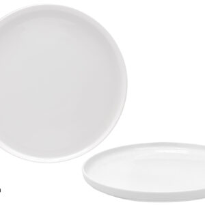 Assiette Plate Blanche Bohème 27 cm en Porcelaine ( Lot de 6 ) Pour Salade Fraîcheur Plat à Pizza en Grès Haute Gamme Dia.27 cm