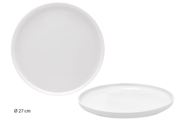 Assiette Plate Blanche Bohème 27 cm en Porcelaine ( Lot de 6 ) Pour Salade Fraîcheur Plat à Pizza en Grès Haute Gamme Dia.27 cm