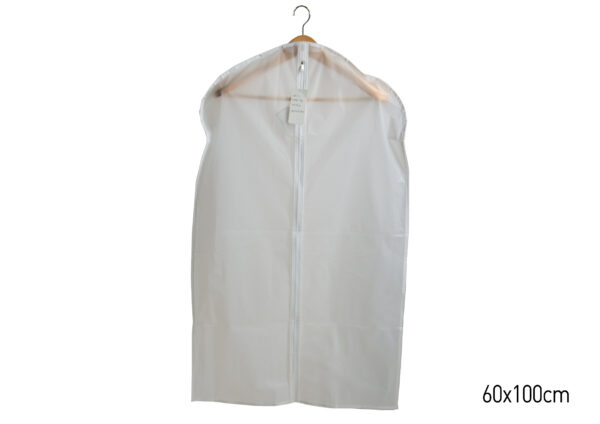 4 Housses Pour Vêtements Imperméable en Blanc Péva 60 cm x 100 cm Respirantes avec fermeture éclair intégrale