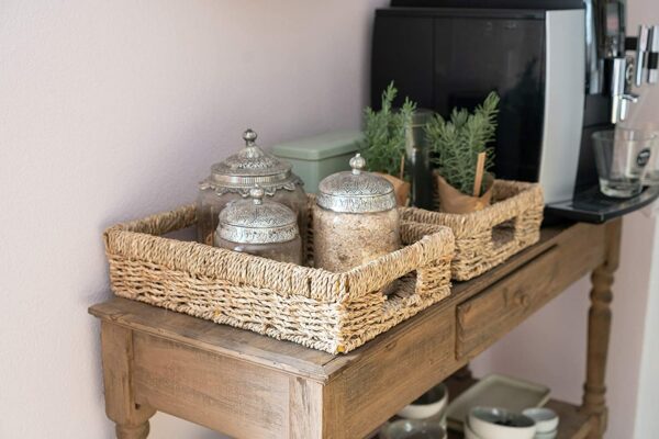 Set 4 Paniers de Décoration Tressés Taupe en Métal