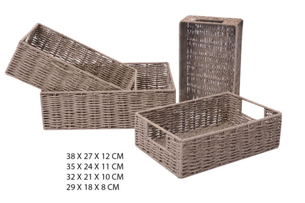 4 Corbeilles Panier de Rangement Structure Métal pour Salon, Cuisine et Jardin