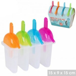  SET 4 MOULES A GLACE COULEURS ASSORTIES BLEU/VERT/ORANGE/ROSE