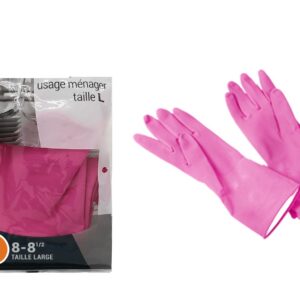 3 Paires de Gants de Protection Ménager Nettoyage Vaisselle Ménage en Latex Taille L