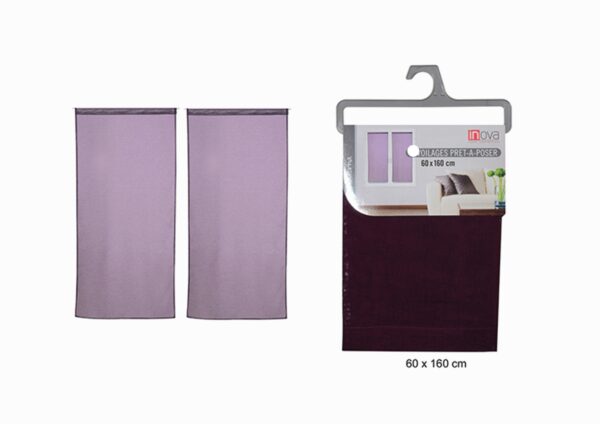 Voilage Fenêtre Rideau Violet Prune Prêt à Poser Salon Chambre à Coucher Aspect Lin 60 x 160 cm