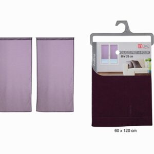 Rideaux Mauve Prune Voilage Fenêtre Prêt à Poser Avec Passe Tringle 60 x 120 cm