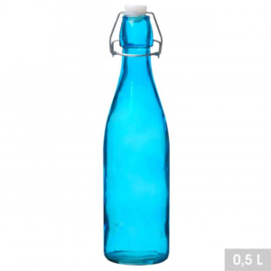 Bouteille Bleu Turquoise Canard en Verre Vide Avec Bouchon Mécanique 500 ml Réutilisable Rechargeable