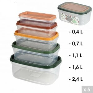 BOITE FRIGO RECTANGULAIRE X5PCS COULEURS ASSORTIES