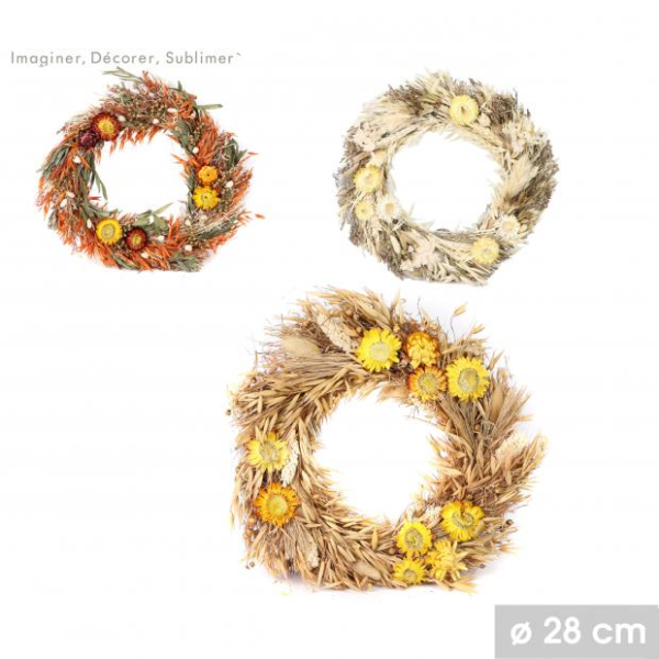 Couronne de fleurs séchées de qualité supérieure pour porte, mur, salon, couloir, chambre à coucher,Décoration de mariage,Sans plastique, faite à la main