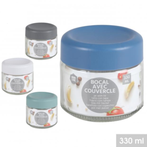 Bocaux Rangement Cuisine, Petit Bocal de Verre Hermétique, 300 ml Bocal en Verre avec Couvercle, Bocal idéal Epices pour Biscuits, Céréales Farine Collation etc …