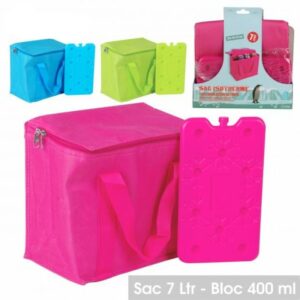 Sac Isotherme Pliable Hermétique Glacière Souple 7 Litres + Bloc Froid