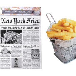 24PCS PAPIER FRITES 30X30 JOURNAL POUR PRESENTATION DECORATION PANIER CHIPS ,FRITES , PIZZA ETC…