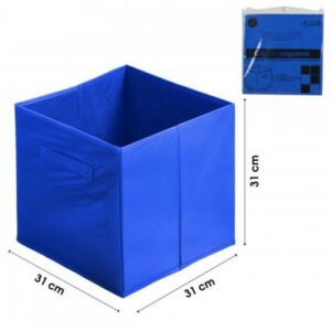 Cube Intissé Bldeu Marine Tissus Boite de Rangement Tiroir Pliant avec Poignées 31 x 31 cm