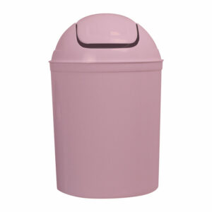 Poubelle Boule Salle de bain Plastique Rose Pétale Mat à Clapet 5 litres – Poubelle Esthéticien à Bascule H,30 x Dia,20 cm