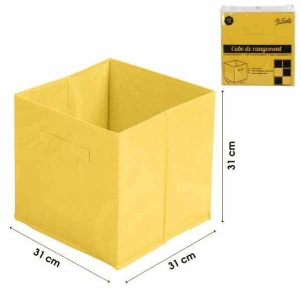 Cube intissé Boite de Rangement Pliable JAUNE – 31 x 31 cm