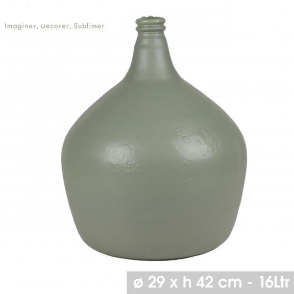 Vase Dame Jeanne 16L OLIVE Pot à Fleurs en Verre Recycle