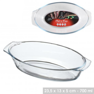 Plat à Four 1,6 litres Oval en Verre Borosilicate 24X13XH5CM