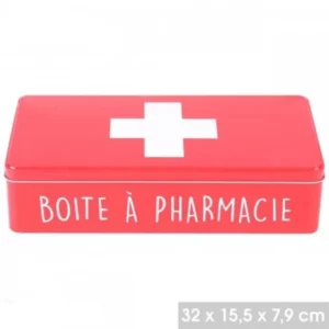 Boite à Pharmacie en Métal Rouge Avec sa Croix Blanche Trousse Premier Secours