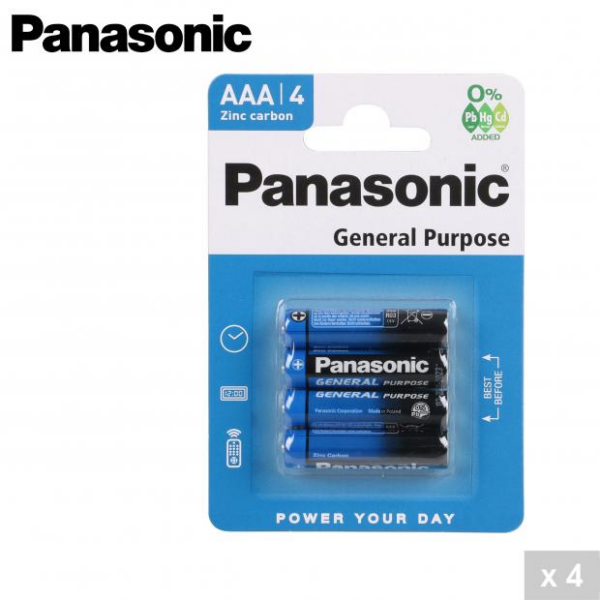 Piles SALINE R03 Lot de 4 Pcs PANASONIC